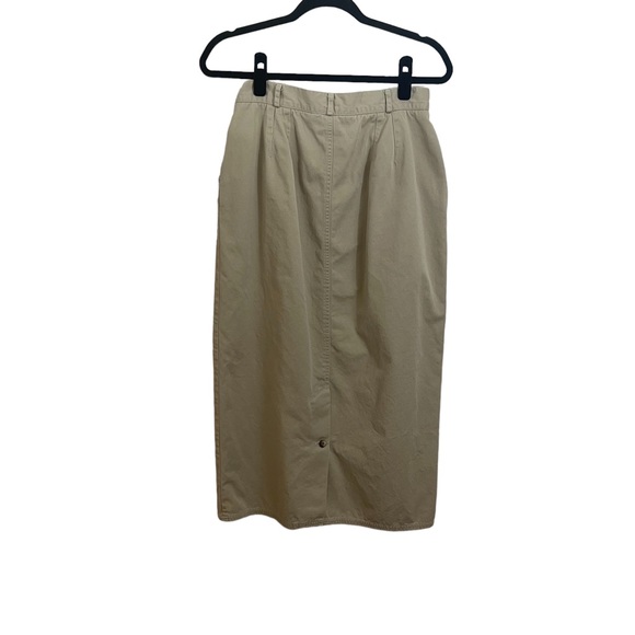 Charter club khaki midi skirt. Size 12 cotton side pockets belt loops zipper - Picture 6 of 12